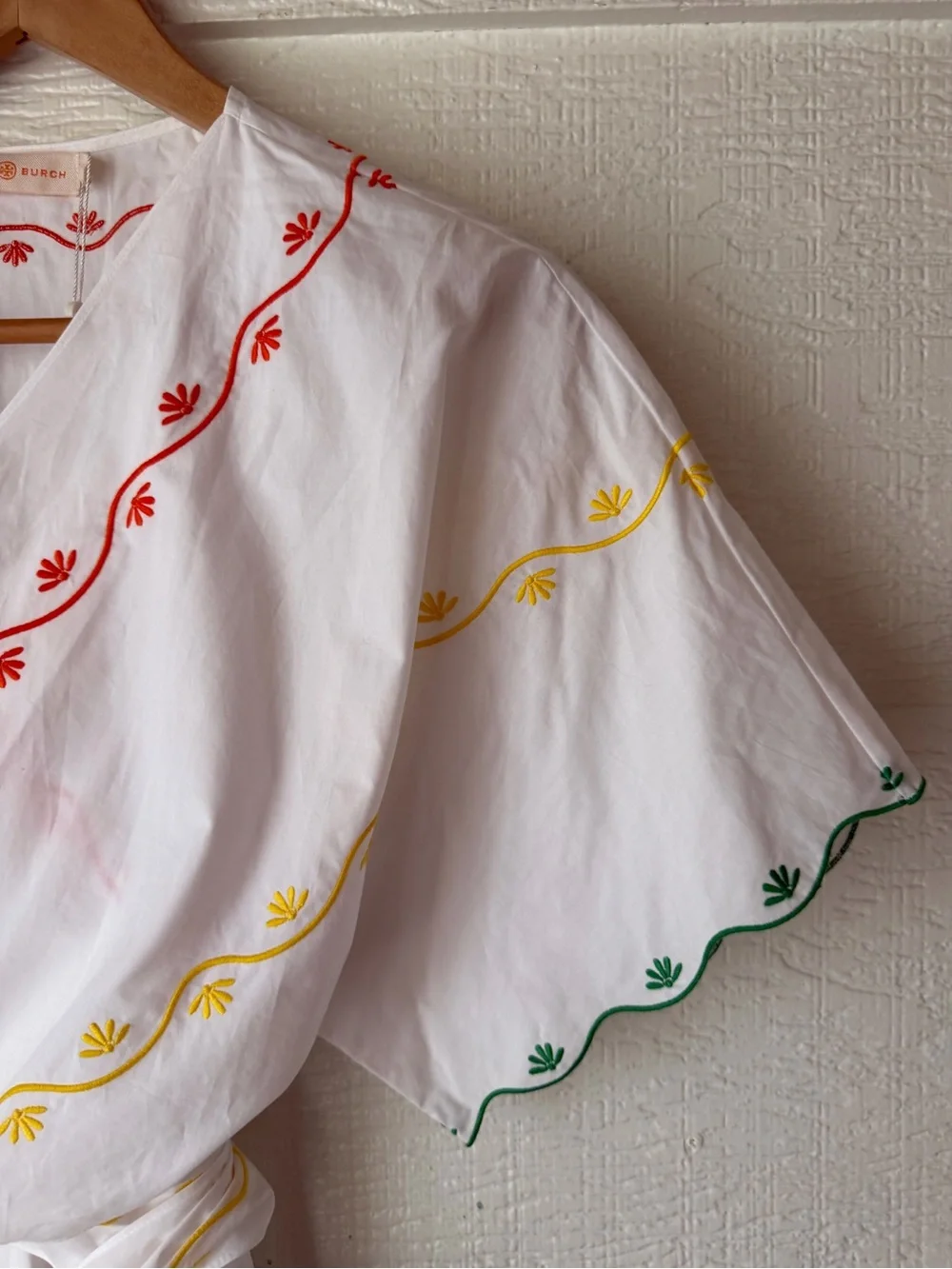 NWT Tory Burch Scallop Embroidered Wrap Dress White Cotton Size 2